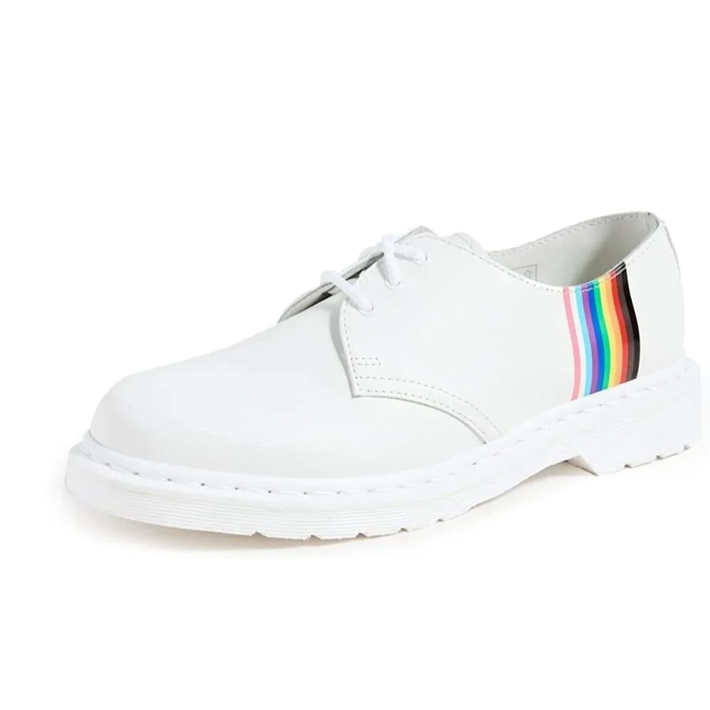 New Dr Martens 27522 White Smooth Leather Pride Oxford Shoes Men 9